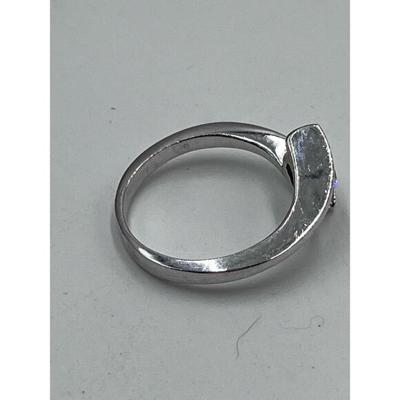 Sterling Silver 925 Rhodium Round Bezel CZ Solitaire Ring Sz 7.5 - Picture 13 of 13